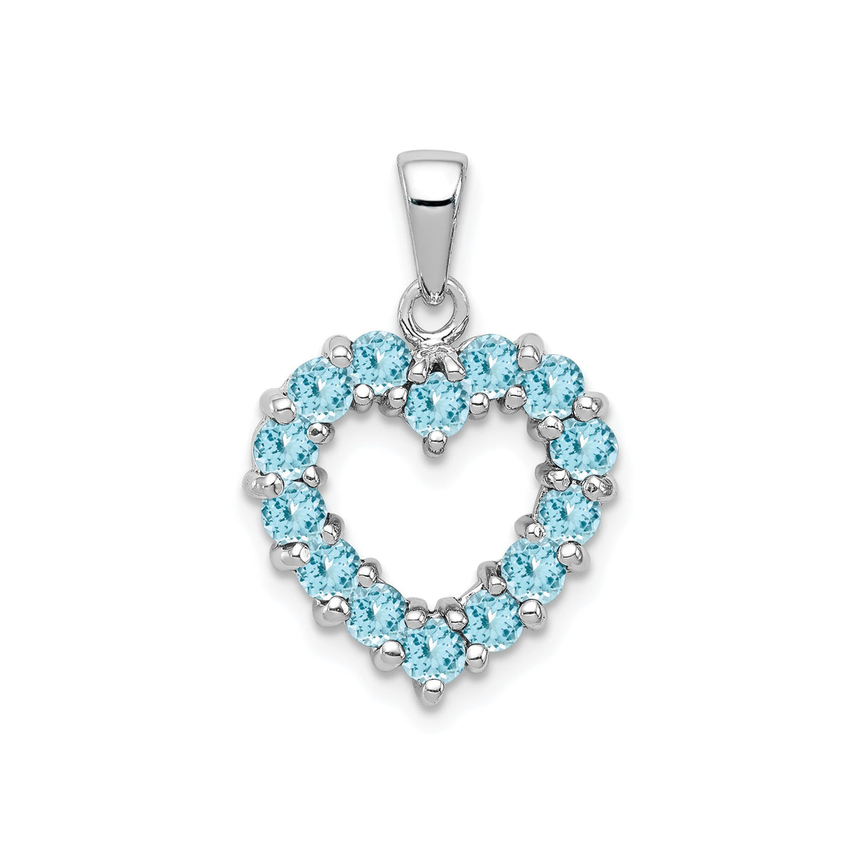 Sterling Silver Heart Pendant with Sky Blue Topaz in Prong Setting for Women