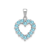 Sterling Silver Heart Pendant with Sky Blue Topaz in Prong Setting for Women