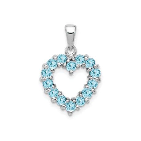 Sterling Silver Heart Pendant with Sky Blue Topaz in Prong Setting for Women
