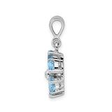 Sterling Silver Flower Pendant with Sky Blue Topaz and Diamond Accents, Six Petal Design