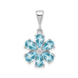 Sterling Silver Flower Pendant with Sky Blue Topaz and Diamond Accents, Six Petal Design