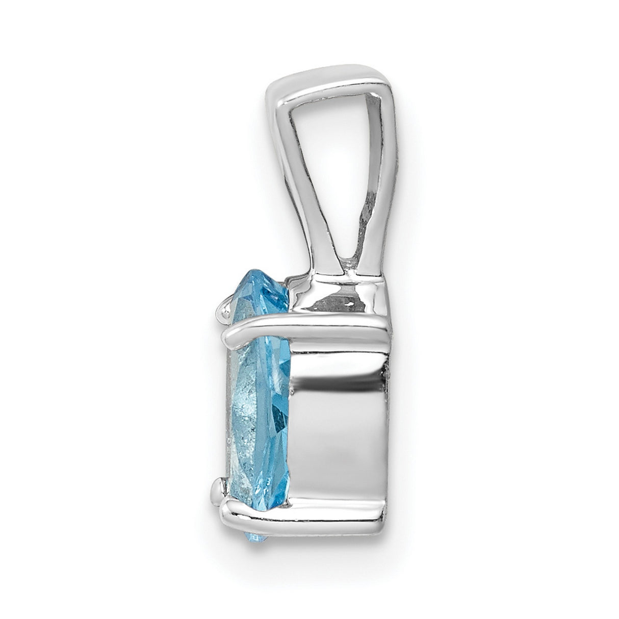 Light Swiss Blue Topaz Charm Pendant in Real 925 Sterling Silver