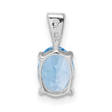 Light Swiss Blue Topaz Charm Pendant in Real 925 Sterling Silver