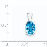 Light Swiss Blue Topaz Charm Pendant in Real 925 Sterling Silver