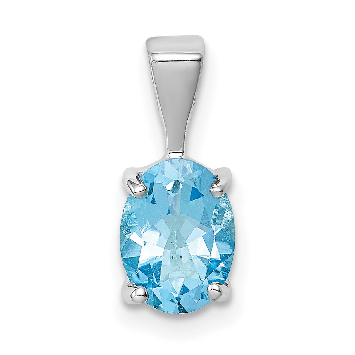 Light Swiss Blue Topaz Charm Pendant in Real 925 Sterling Silver