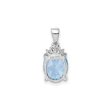 Sterling Silver Pendant with Oval Sky Blue Topaz and Diamond Accent
