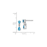 Sterling Silver Dangle Drop Earrings with Pear Shaped Swiss Blue Topaz and White Accents