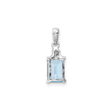 Sterling Silver Pendant with Sky Blue Topaz and Diamond Accents, Emerald Cut, Elegant Design