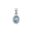 Sterling Silver Pendant with Swiss Blue Topaz and Diamond in Oval Halo Design