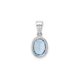 Sterling Silver Pendant with Oval Swiss Blue Topaz in Bezel Setting, Minimalist Jewelry for Women