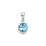 Sterling Silver Pendant with Oval Swiss Blue Topaz in Bezel Setting, Minimalist Jewelry for Women