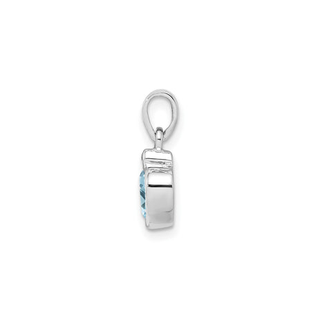 Sterling Silver Heart Pendant with Sky Blue Topaz and Diamond Accent, Romantic Jewelry for Women