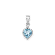 Sterling Silver Heart Pendant with Sky Blue Topaz and Diamond Accent, Romantic Jewelry for Women