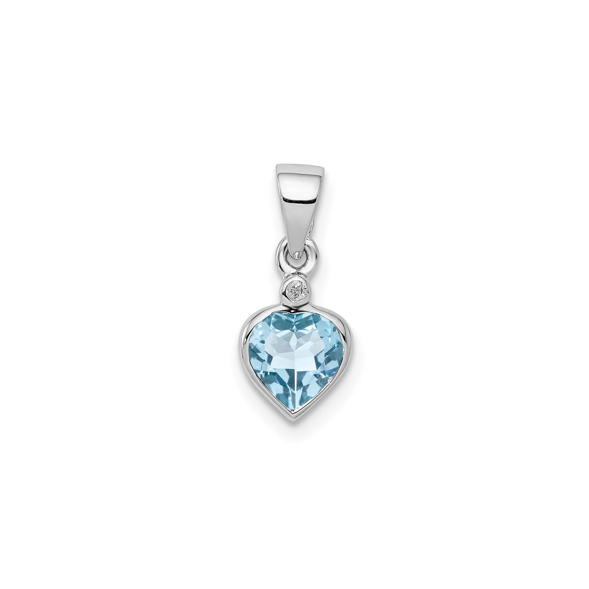 Sterling Silver Heart Pendant with Sky Blue Topaz and Diamond Accent, Romantic Jewelry for Women