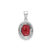 Sterling Silver Pendant with Garnet and Diamond Halo, Romantic Style for Women