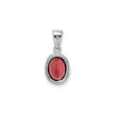 Sterling Silver Garnet Pendant with Oval Faceted Stone, Modern Bezel Setting for Women