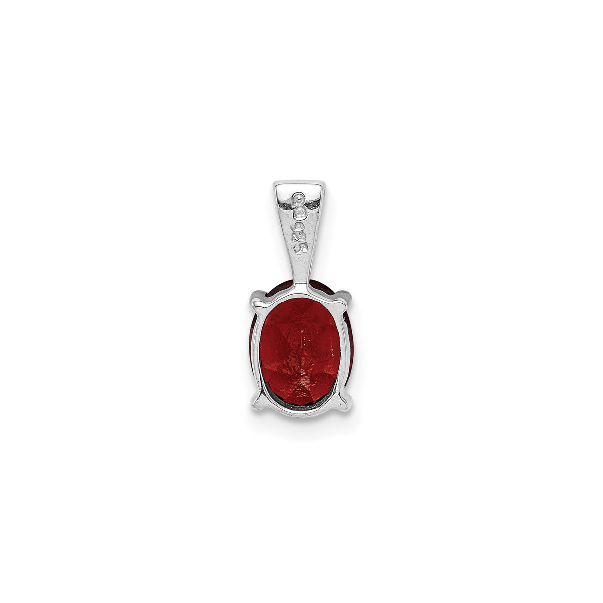 Sterling Silver Pendant with Garnet Oval Gemstone, Classic Four Prong Setting, January Birthstone