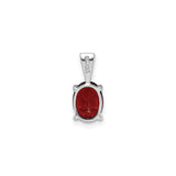 Sterling Silver Pendant with Garnet Oval Gemstone, Classic Four Prong Setting, January Birthstone
