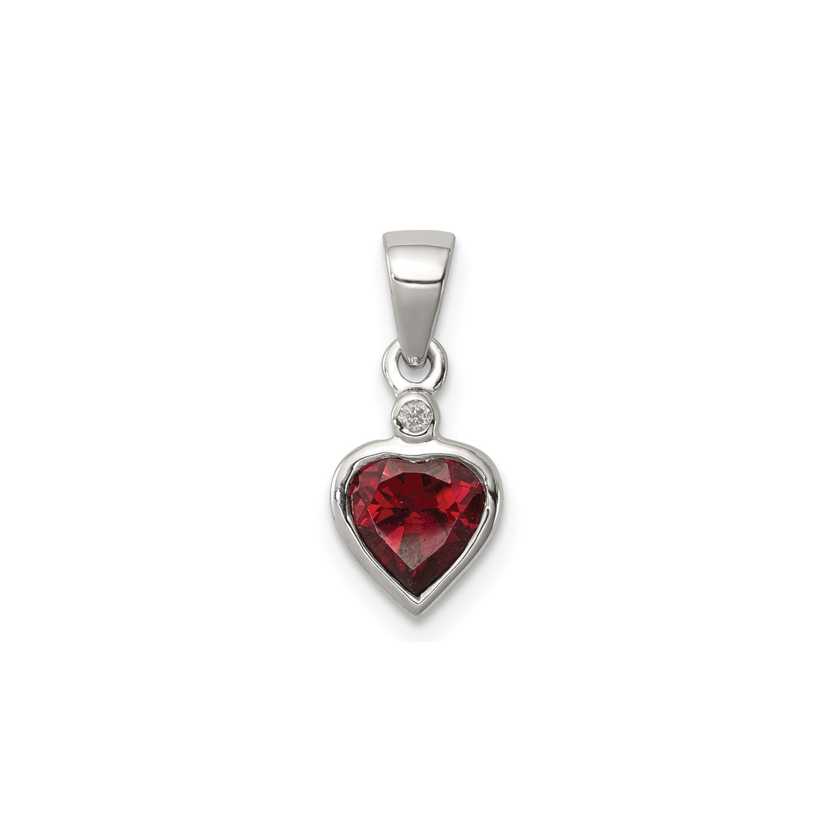 Sterling Silver Heart Pendant with Garnet and Diamond Accent, Romantic Jewelry for Women
