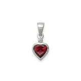 Sterling Silver Heart Pendant with Garnet and Diamond Accent, Romantic Jewelry for Women
