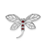 Sterling Silver Dragonfly Brooch with Garnet Accents, Nature-Inspired Insect Pin for Women