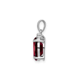 Sterling Silver Pendant with Oval Garnet and Diamond Accent, January Birthstone Jewelry for Women