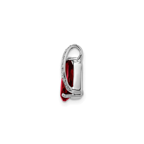 Sterling Silver Teardrop Pendant with Garnet and Cubic Zirconia Accent for Women
