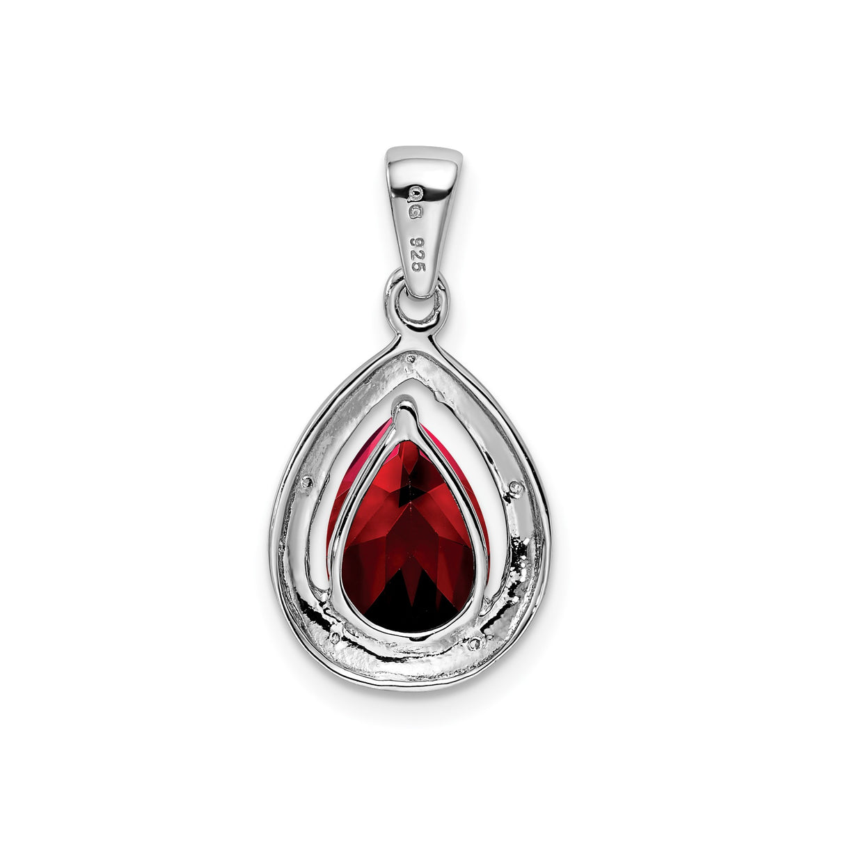 Sterling Silver Teardrop Pendant with Garnet and Diamond Accents, Romantic January Birthstone Jewelry