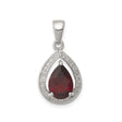 Sterling Silver Teardrop Pendant with Garnet and Diamond Accents, Romantic January Birthstone Jewelry