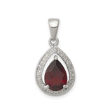 Sterling Silver Teardrop Pendant with Garnet and Diamond Accents, Romantic January Birthstone Jewelry
