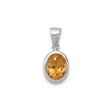 Sterling Silver Oval Pendant with Faceted Citrine, Minimalist November Birthstone Jewelry for Women