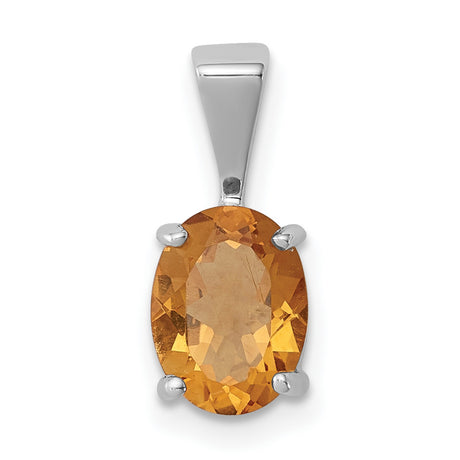 Sterling Silver Oval Pendant with Faceted Citrine, Minimalist Design for Women