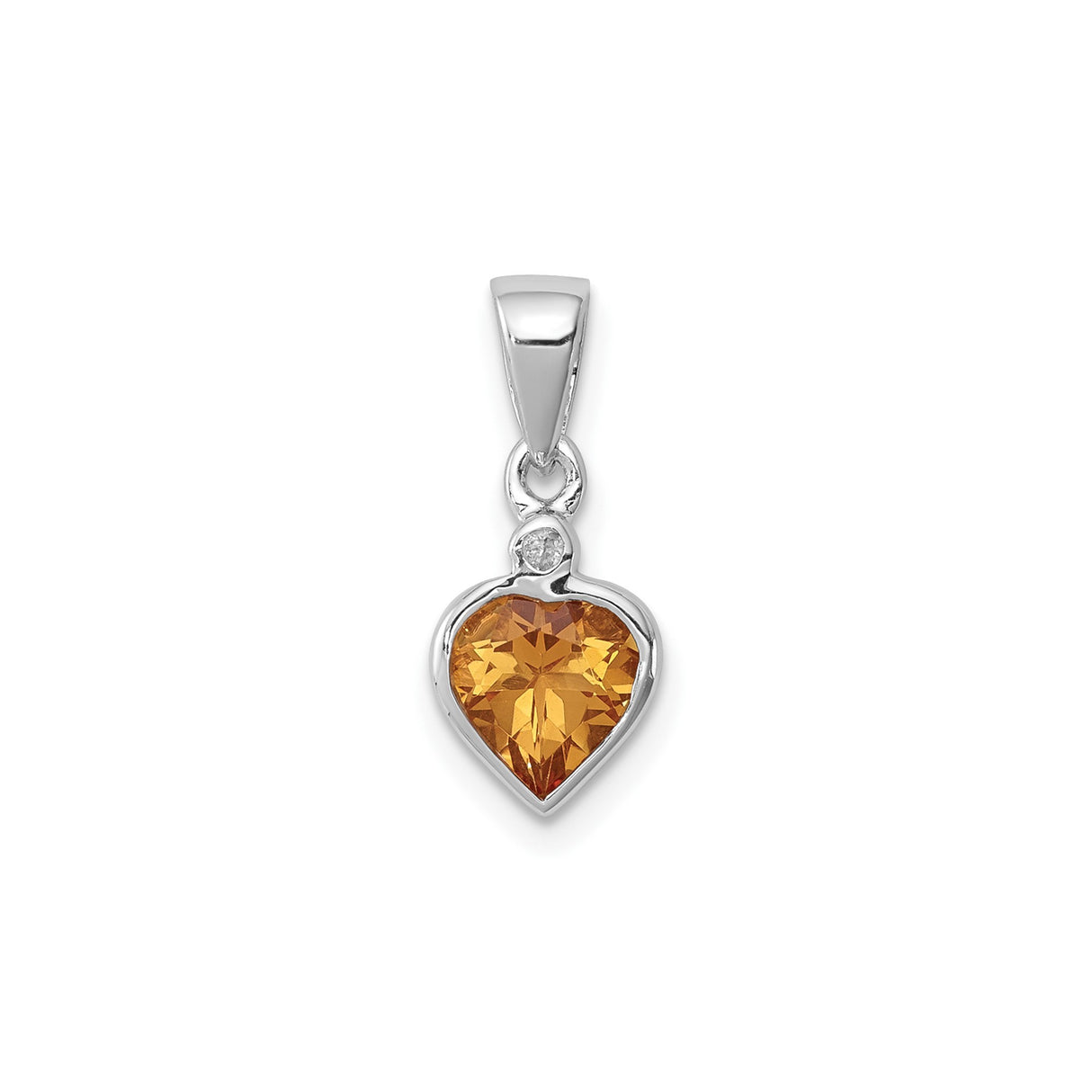 Sterling Silver Heart Pendant with Citrine and Diamond Accent, Romantic Jewelry for Women