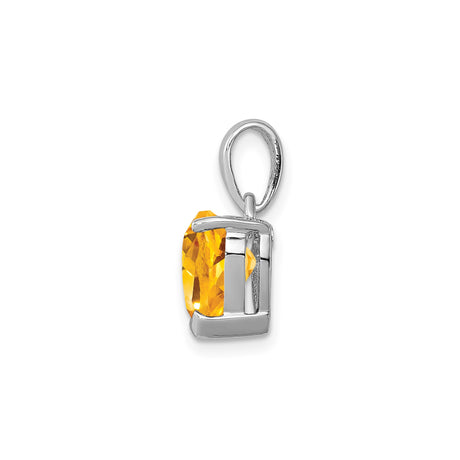 Sterling Silver Heart Pendant with Citrine and Diamond Accents for Women