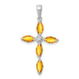 Citrine and Diamond Cross 25x17mm 0.95ct Charm Pendant in Real 925 Sterling Silver