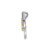 Sterling Silver Dragonfly Brooch with Citrine, Openwork Wings, Insect Motif Design