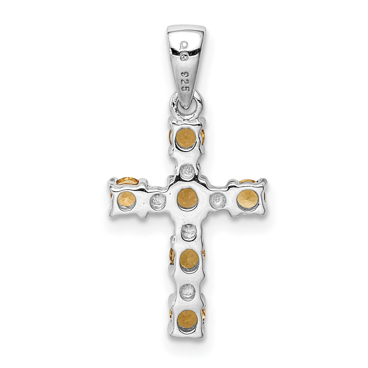 Citrine and Diamond Cross 15x10mm 0.33ct Charm Pendant in Real 925 Sterling Silver