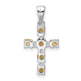 Citrine and Diamond Cross 15x10mm 0.33ct Charm Pendant in Real 925 Sterling Silver