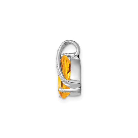 Sterling Silver Teardrop Pendant with Citrine and Diamond Accents, November Birthstone Jewelry