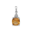 Sterling Silver Pendant with Cushion Cut Citrine and Diamond Accents, November Birthstone Jewelry