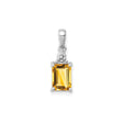 Sterling Silver Citrine Pendant with Textured Bail, Emerald Cut November Birthstone Jewelry