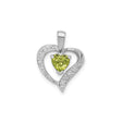 Sterling Silver Heart Pendant with Heart-Cut Peridot and Diamond Accents
