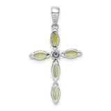 Peridot & Diamond Cross 26x18mm 1.2ct Charm Pendant in Real 925 Sterling Silver