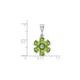 Sterling Silver Flower Pendant with Peridot and Diamond, Botanical Design for Women