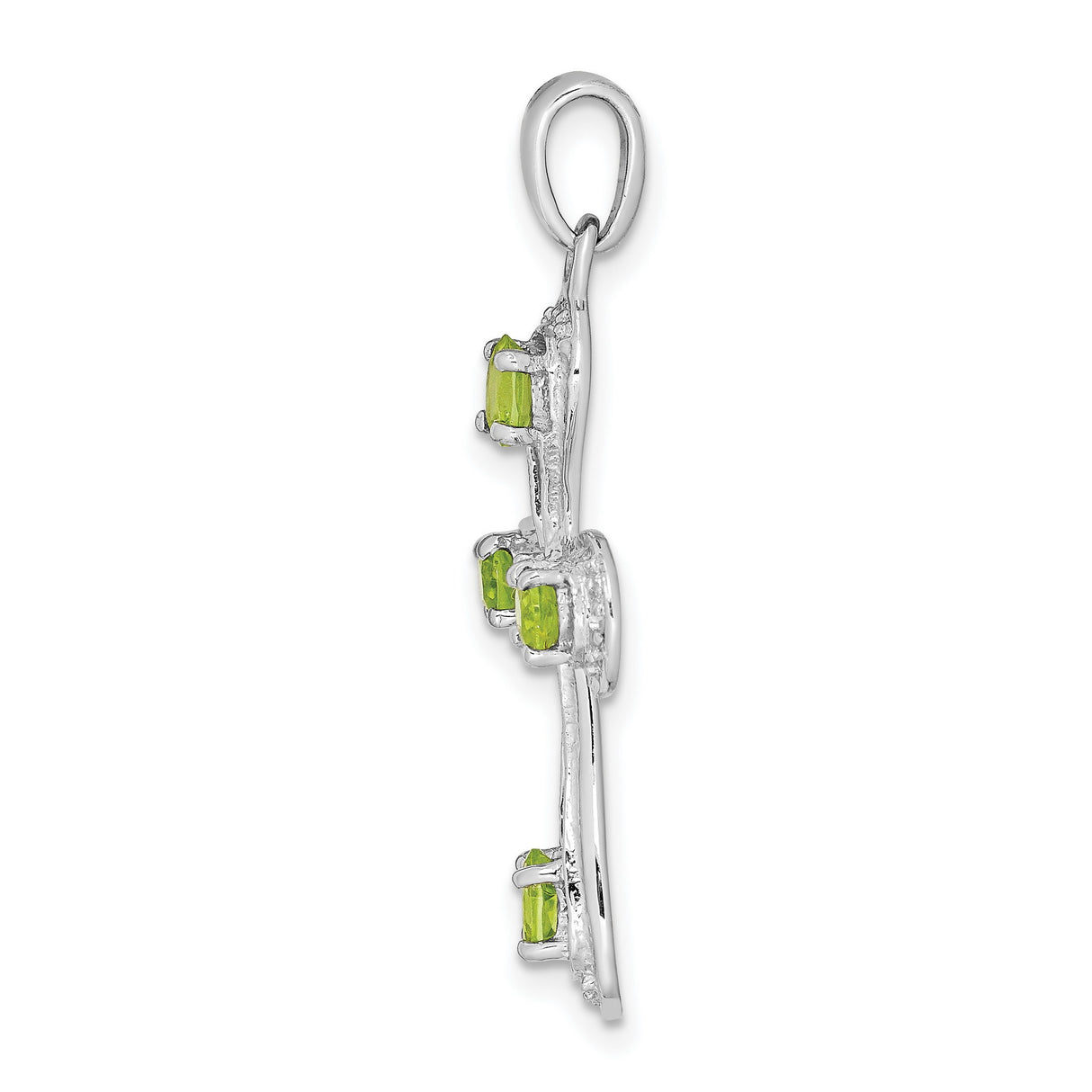 Peridot & Diamond Cross 30x23mm 0.82ct Charm Pendant in Real 925 Sterling Silver