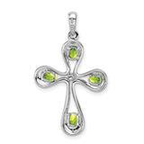 Peridot & Diamond Cross 30x23mm 0.82ct Charm Pendant in Real 925 Sterling Silver