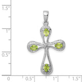 Peridot & Diamond Cross 30x23mm 0.82ct Charm Pendant in Real 925 Sterling Silver