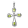 Peridot and Diamond Cross 30x23mm 0.82ct Charm Pendant in Real 925 Sterling Silver