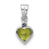Sterling Silver Heart Pendant with Peridot and Diamond Accents, August Birthstone Jewelry