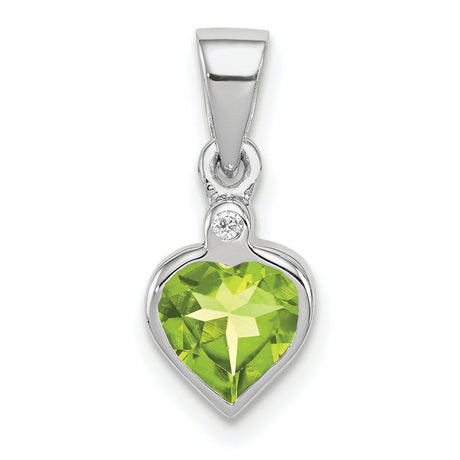 Sterling Silver Heart Pendant with Peridot and Diamond Accents, August Birthstone Jewelry